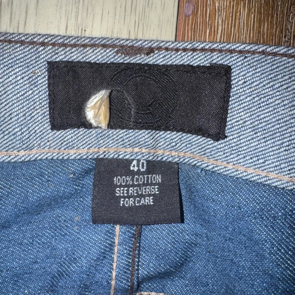 Q by Qruel Denim Jeans Mens 40 Blue Excellent Embroidered Back Pocket Straight